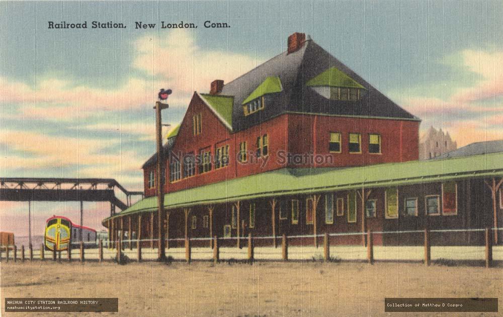 Postcard: Railroad Station, New London, Connecticut